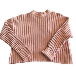 𝅺AMERICAN EAGLE cropped soft blush pink long sleeved sweater size small